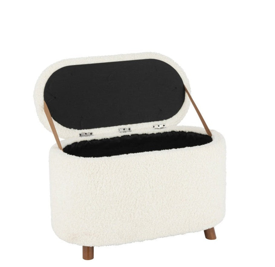 Poef Opslag Teddy Polyester Wit J-Line