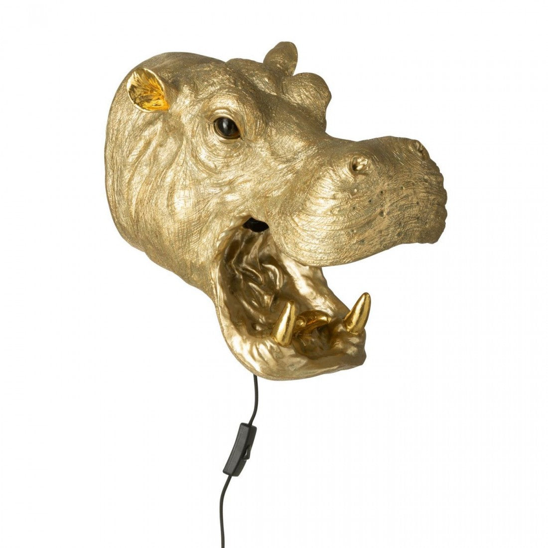 Wandlamp Nijlpaard Kop Hars Goudkleurig J-Line