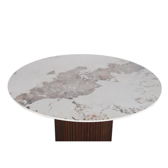 Urban Chique Ronde Tafel Keramisch Marmer / Walnootfineer Pole to Pole