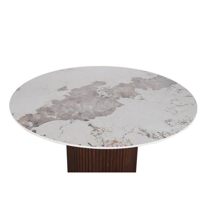 Urban Chique Ronde Tafel Keramisch Marmer / Walnootfineer Pole to Pole