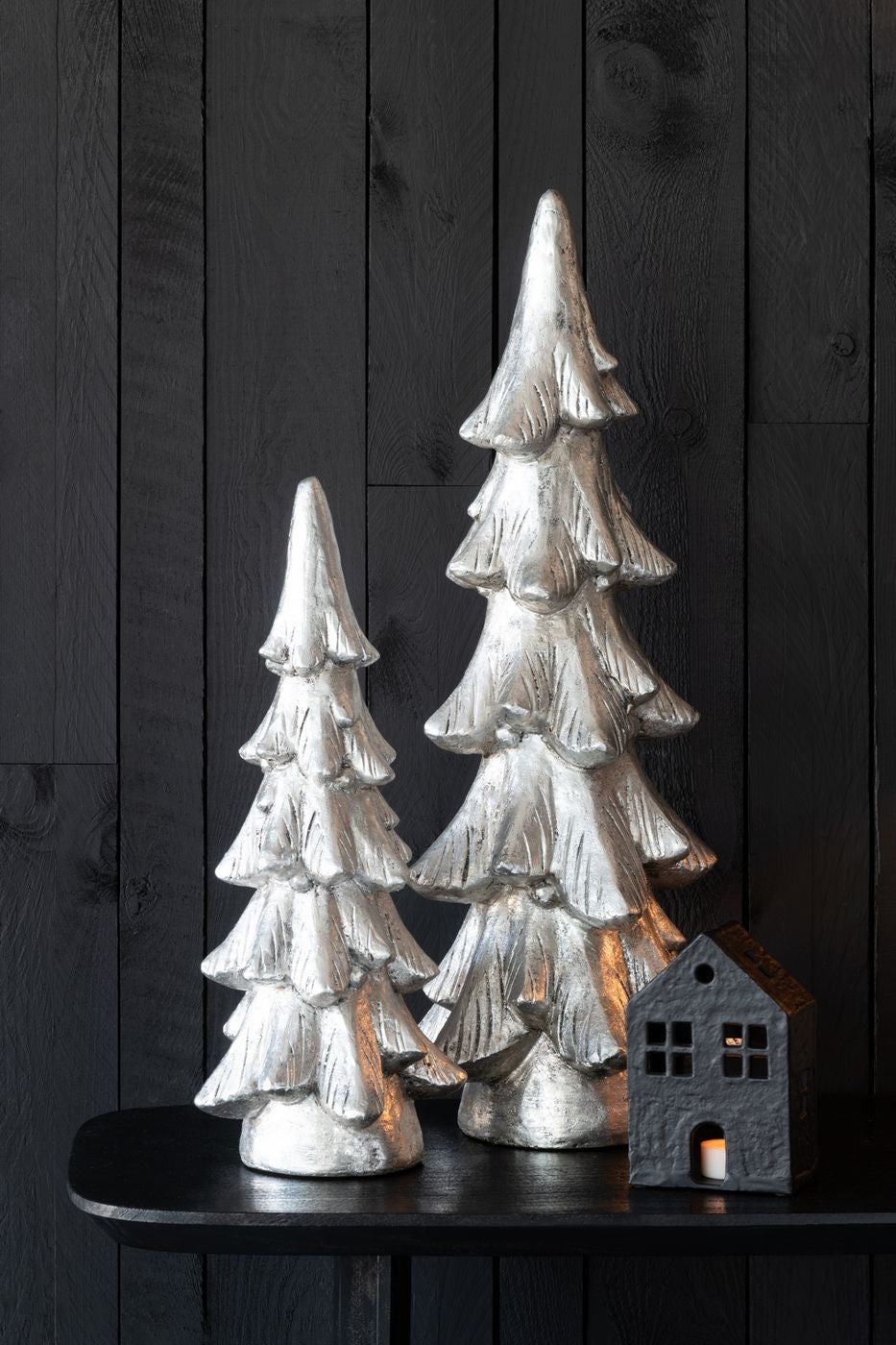 Kerstboom Op Voet Magnesium Zilverkleurig Set van 2 J-Line