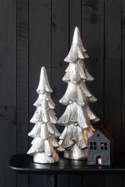 Kerstboom Op Voet Magnesium Zilverkleurig Set van 2 J-Line