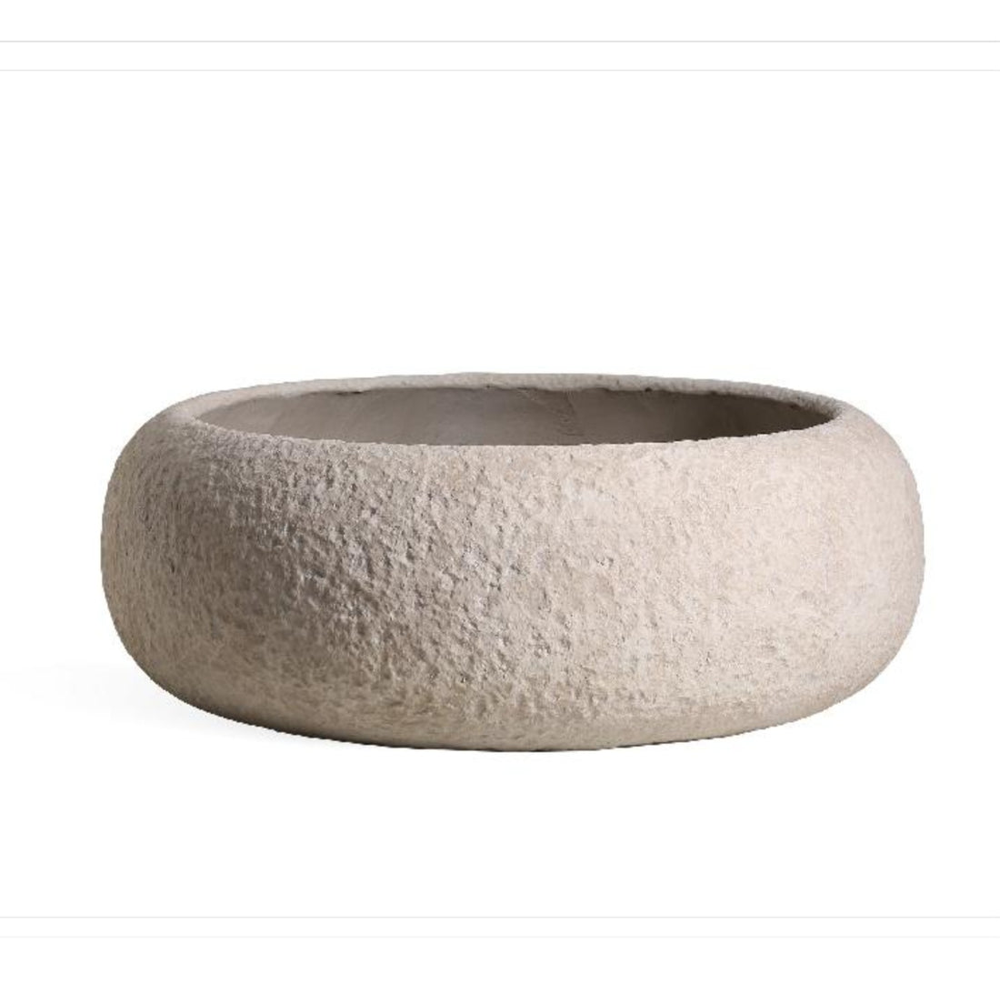 Pot Meleyah Beige Fiber Cement Rock Look Rond Big PTMD
