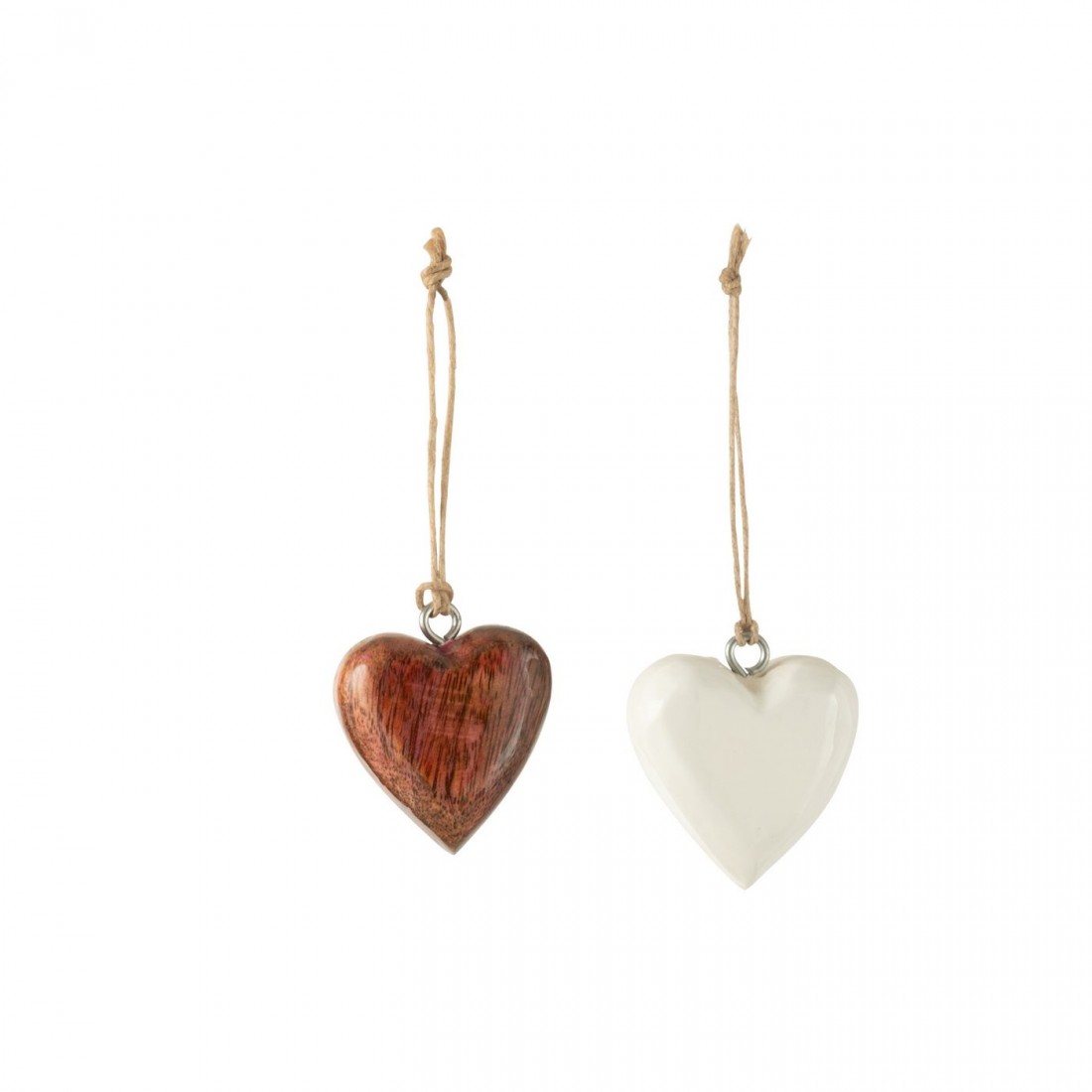 Doos Van 48 Hanger Hart Mango Hout Wit/Roze J-Line