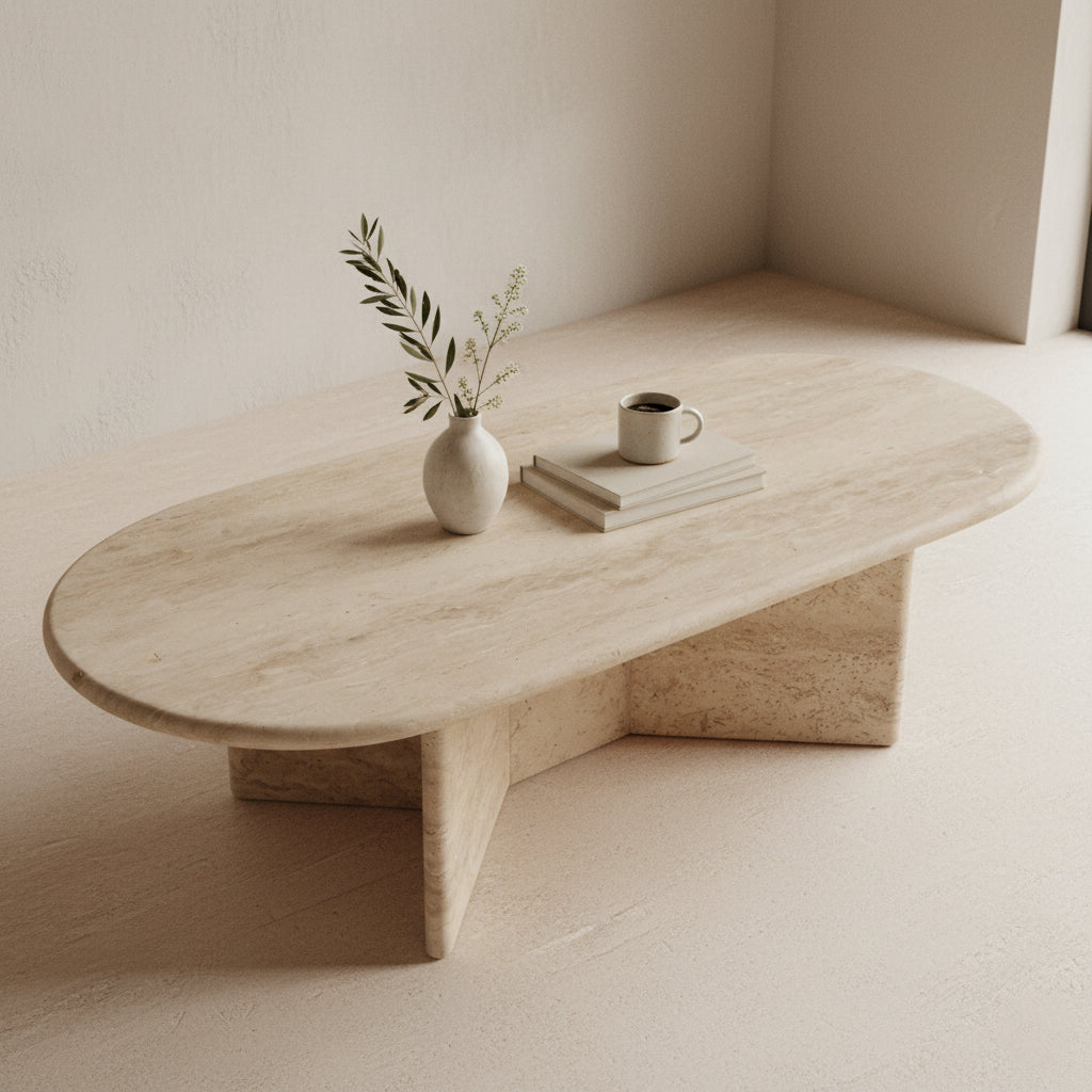Travertin Salontafel Oblong Raw Materials