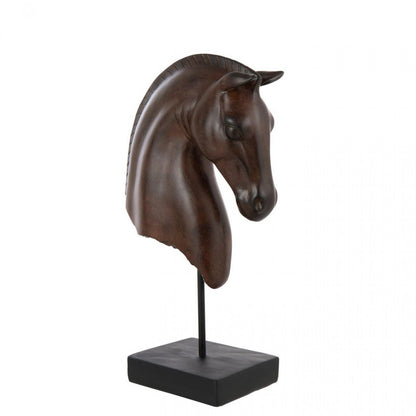 Paard Hoofd Laag Polyresin Donkerbruin J-Line