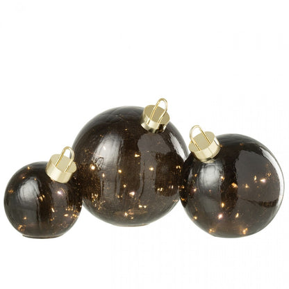 Kerstbal Led Glas Zwart Set van 3 J-Line