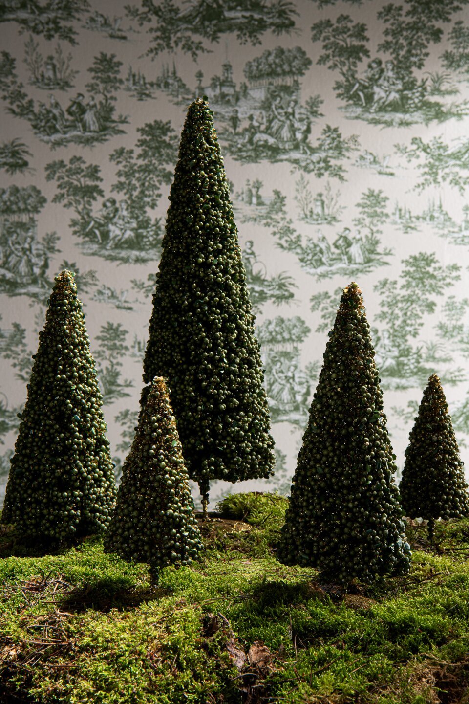 Set Van 3 Kerstbomen Bessen Kunststof Mosgroen J-Line