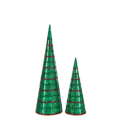 Kegel Ijzer/Kralen Smaragdgroen Set van 2 J-Line