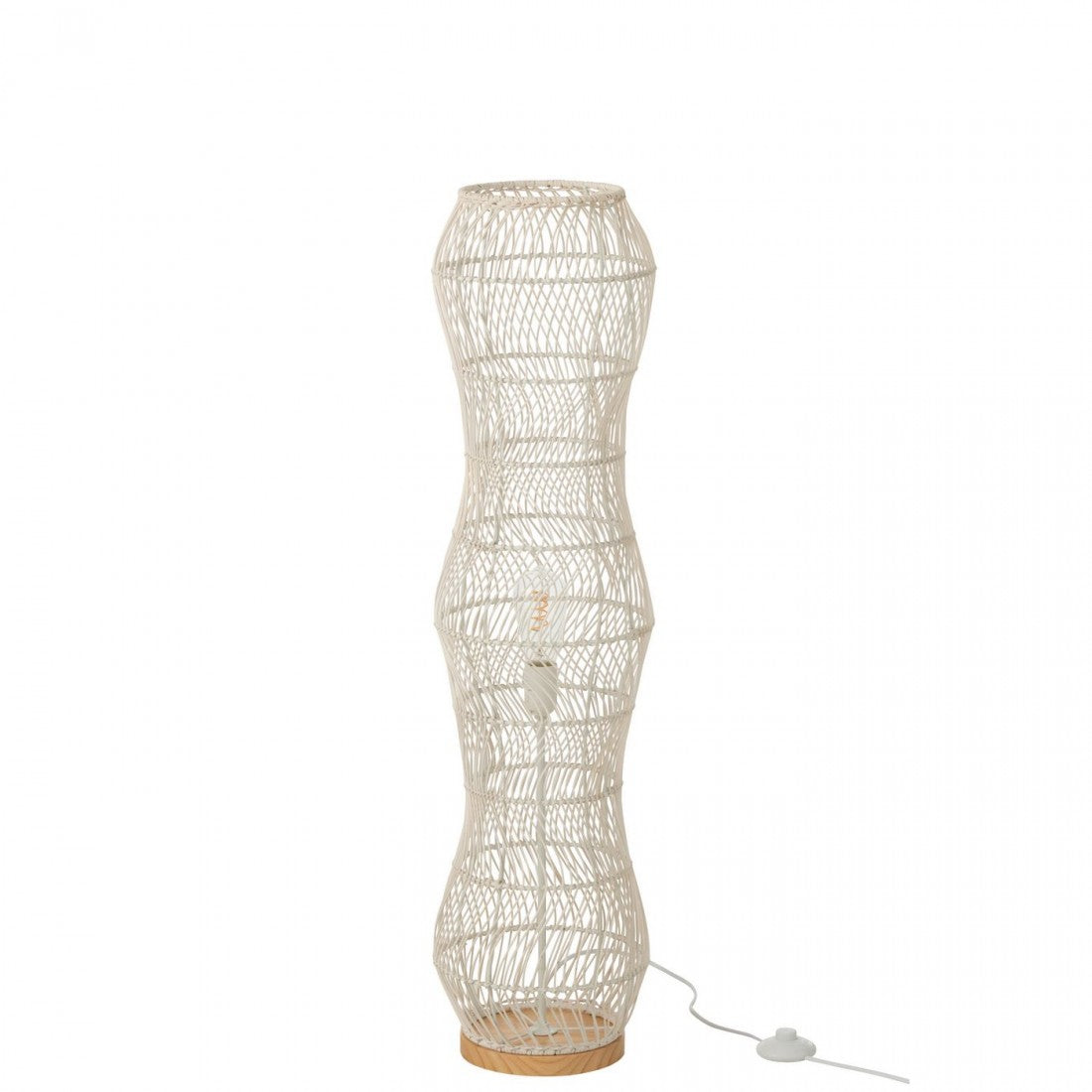 Vloerlamp Rotan Metaal Getwist Wit H101cm  J-Line
