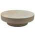 Salontafel Corfu Beige Marmer van PTMD, ronde lage tafel met smallere voet op witte achtergrond