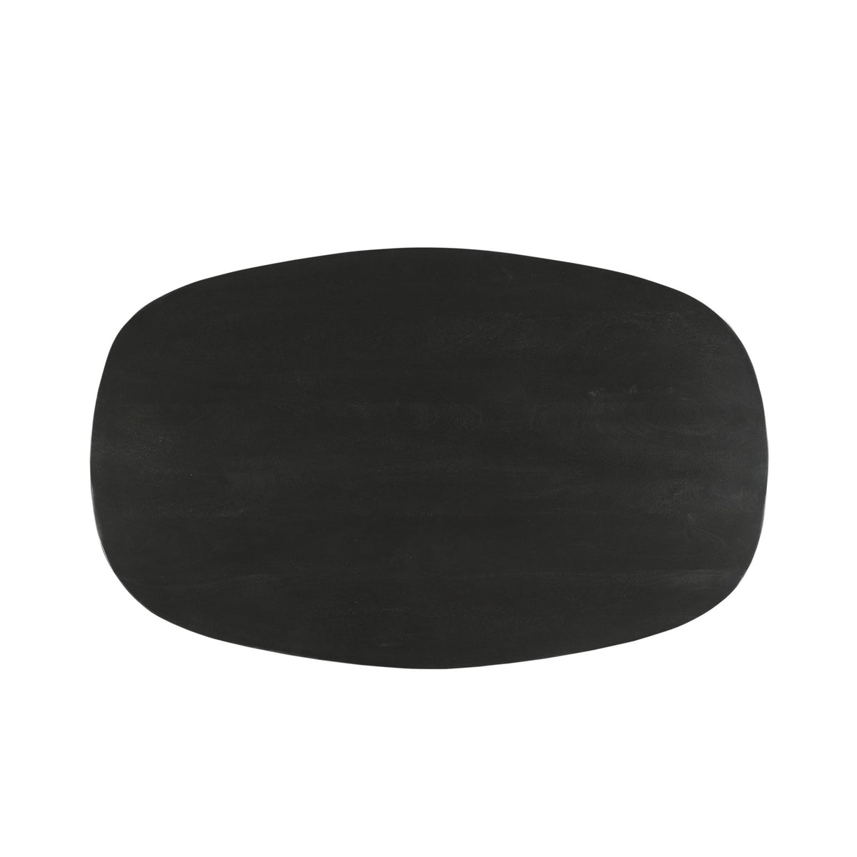 Bovenaanzicht van het mangohouten blad van de salontafel Jesper Kala 120cm