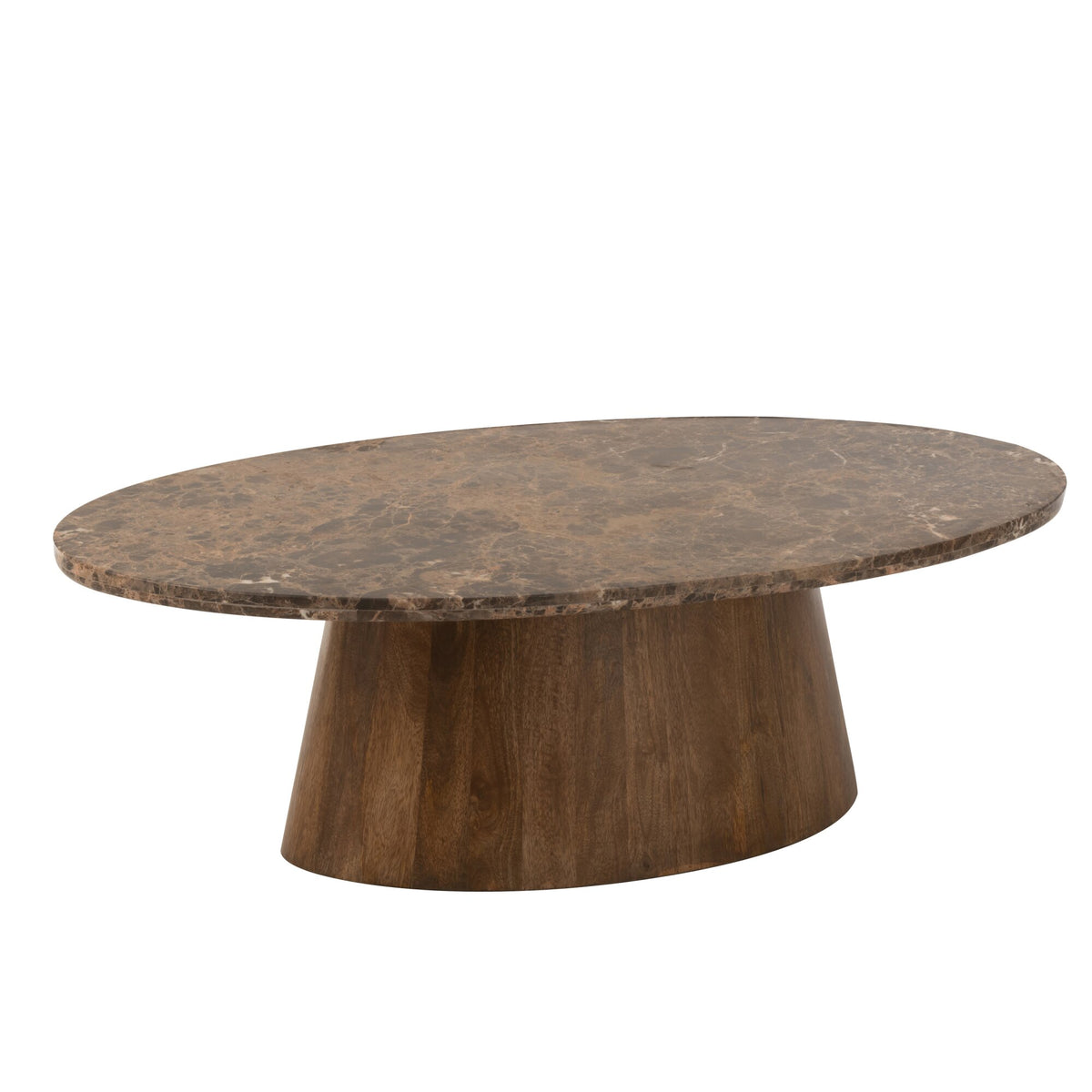 Salontafel Ovaal Marmer/Mangohout Bruin J-Line