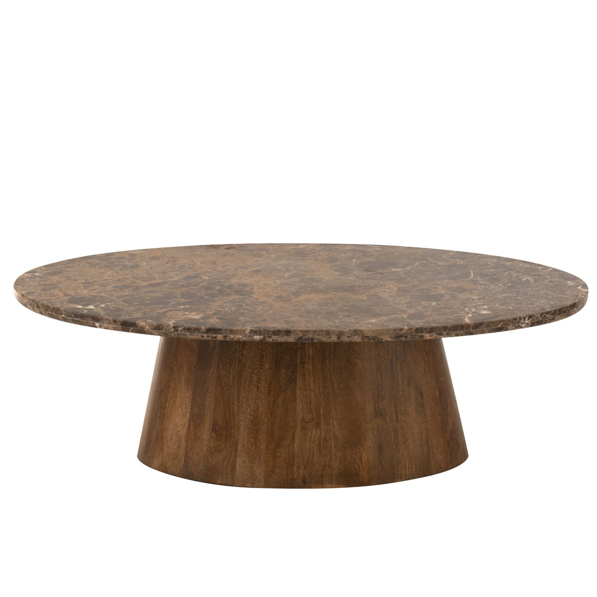 Salontafel Ovaal Marmer/Mangohout Bruin J-Line