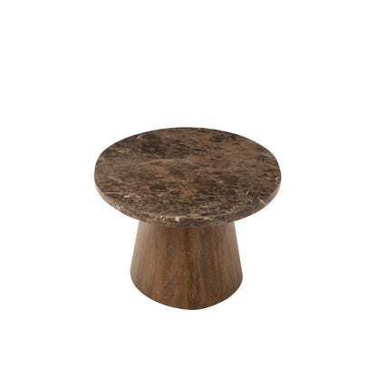 Salontafel Ovaal Marmer/Mangohout Bruin J-Line
