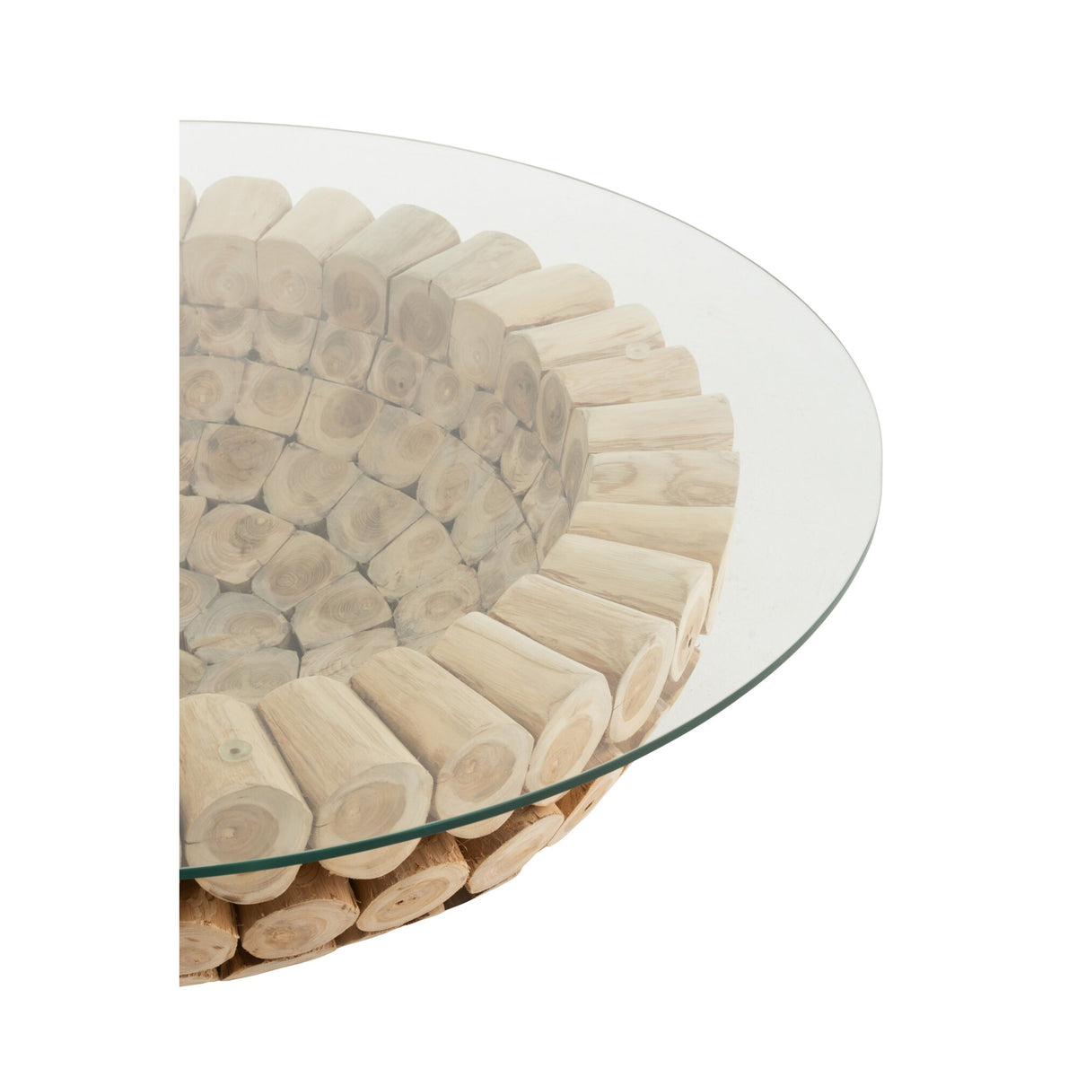 Salontafel Schijven Open Teak Hout Naturel/Glas J-Line