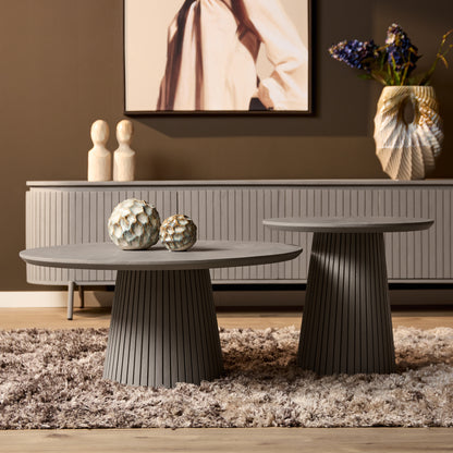 Salontafel Solana van Starfurn van opzij, 46 cm hoog met massief mangohouten blad