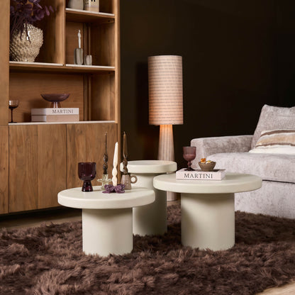 Salontafels Maya set van 3 van Starfurn in mangohout met zandkleurige afwerking