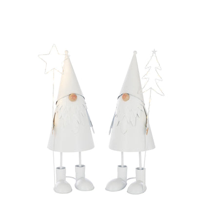 Santa Claus Led Star + Tree Metal White Small Assortment Of 2 - - J-Line - livinglovely.nl