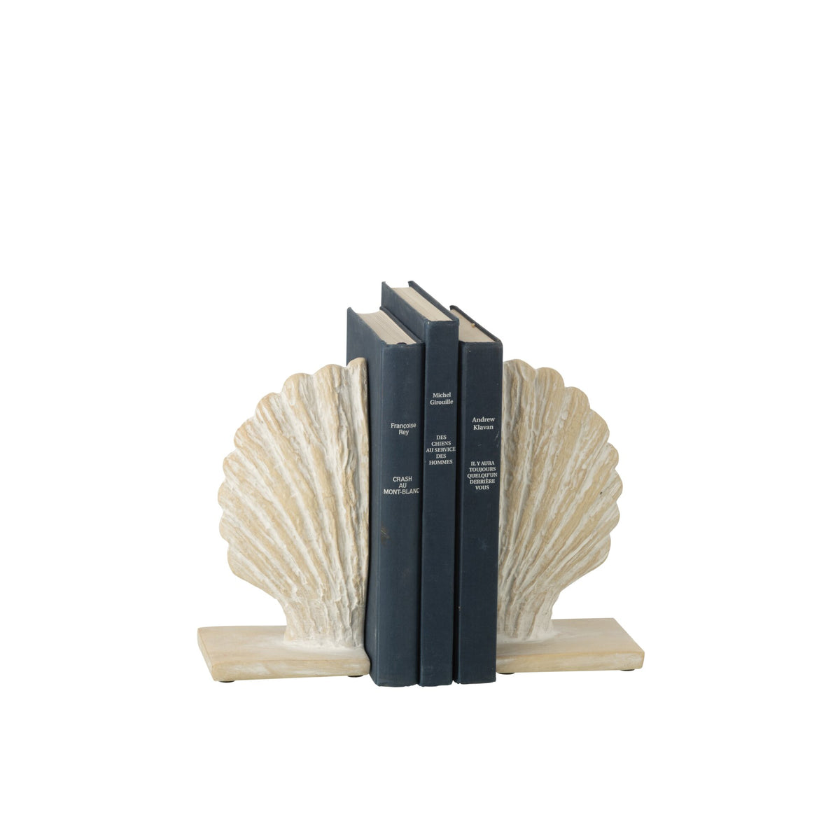Set Van 2 Boekensteun Zeeschelp Polyresin Wit/Naturel J-Line