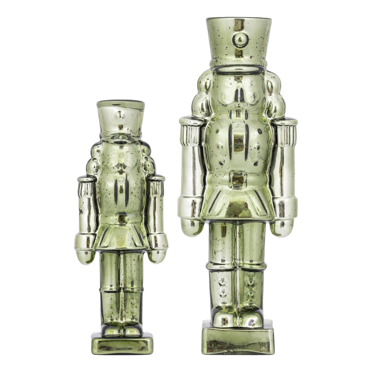 Set Van 2 Breyen Notenkrakers Glas Groen van PTMD, de complete set met beide notenkrakers naast elkaar op witte achtergrond