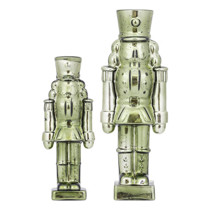 Set Van 2 Breyen Notenkrakers Glas Groen van PTMD, de complete set met beide notenkrakers naast elkaar op witte achtergrond