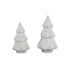 Set Van 2 Malin Kerstbomen Keramiek Wit Hoekig van PTMD, de complete set met beide kerstboombeelden naast elkaar op witte achtergrond