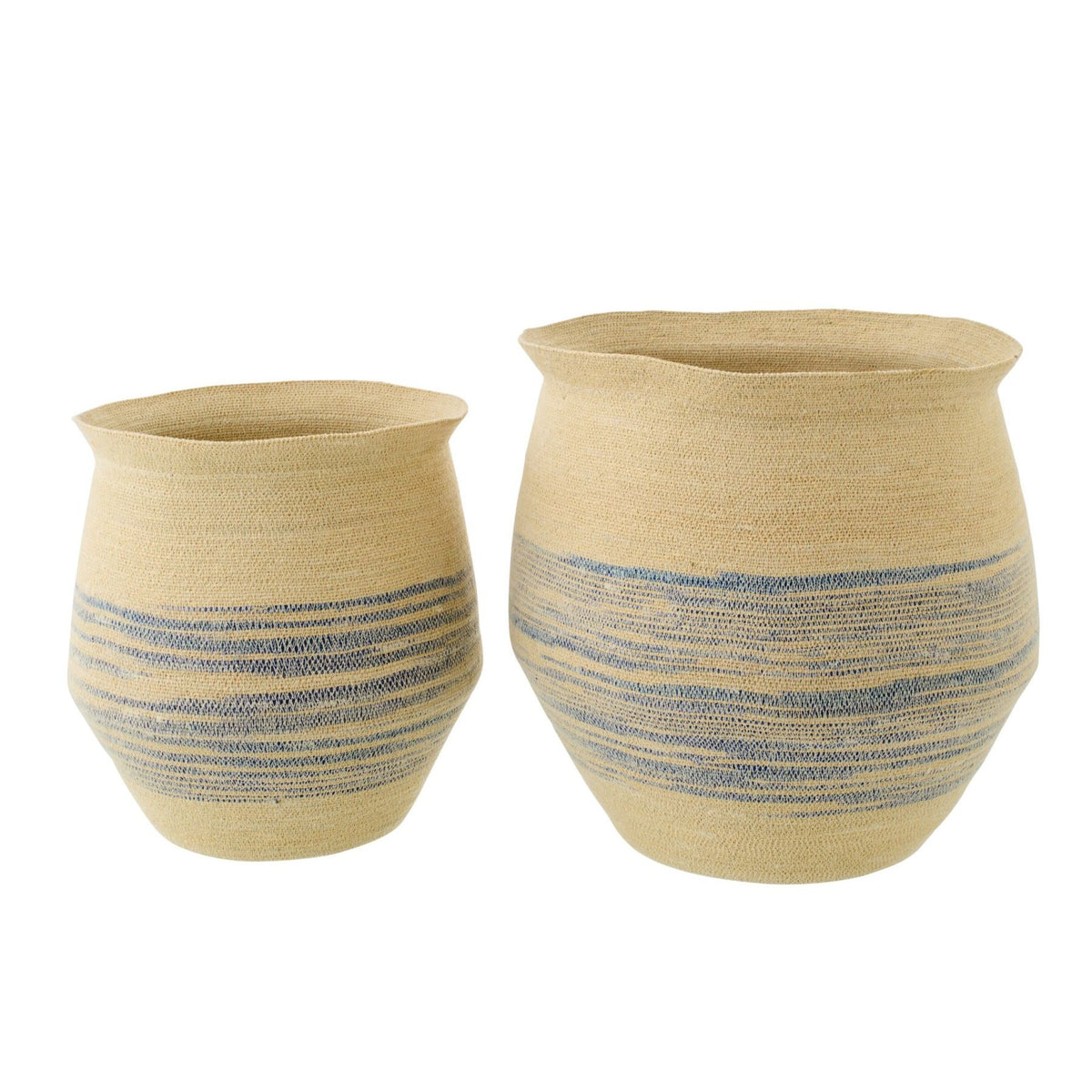 Set Van 2 Mand Gestreept Zeegras Naturel/Blauw J-Line