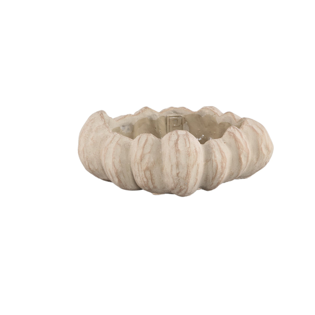 Triena Schaal Beige Small uit de set van PTMD, kleine beige schaal in pompoenvorm