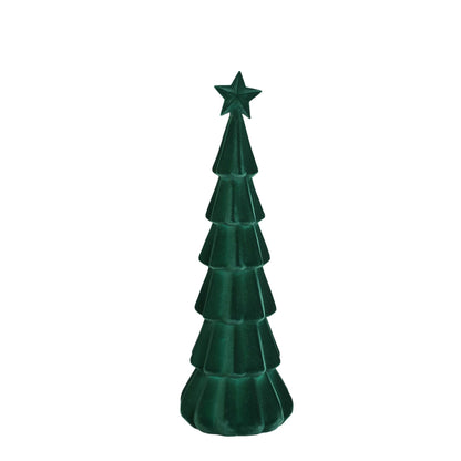 Set Van 2 Yule Kerstbomen Gelaagd Fluweel Donkergroen van PTMD, Yule Kerstboom Gelaagd Small uit de set los