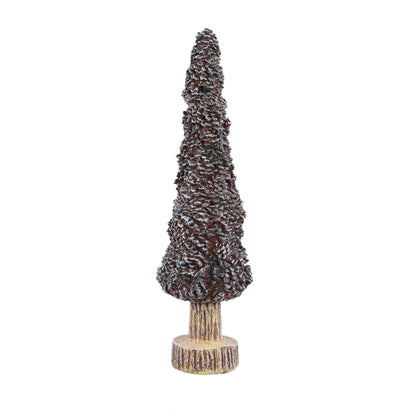 Set Van 3 Davene Kerstbomen Dennenappel Cement Bruin Besneeuwd van PTMD, Davene Kerstboom Large uit de set los op witte achtergrond