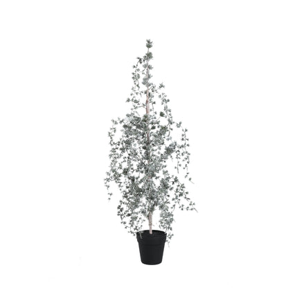Set Van 3 Florine LED Kunstkerstbomen Mosgroen Met Sneeuw van PTMD, Florine Kunstkerstboom Medium uit de set los op witte achtergrond
