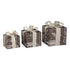 Set Van 3 Cadeaudozen Lucis van PTMD, drie LED cadeaudozen in donkerbruin met strik naast elkaar op witte achtergrond