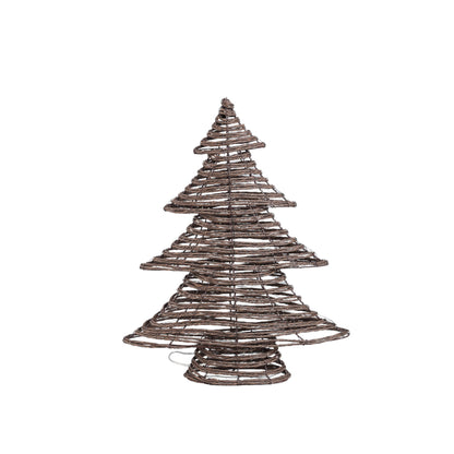 Set Van 3 Lucis LED Kerstbomen Donkerbruin Rotan Look van PTMD, Lucis Kerstboom LED Large uit de set los op witte achtergrond