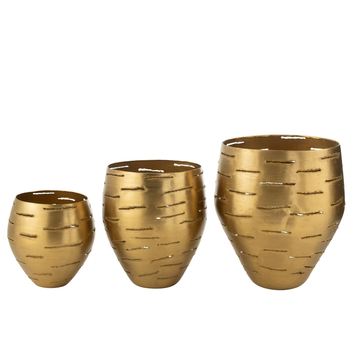 Set Van 3 Windlichten Metaal Goud J-Line