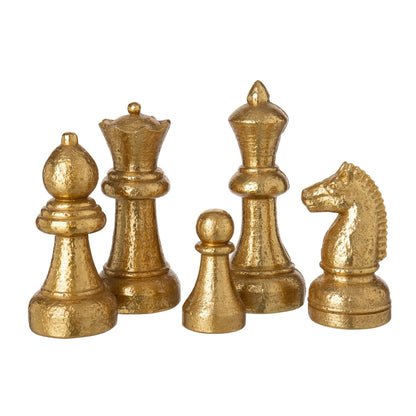 Set van 5 Schaakstukken Polyresin Goud J-Line