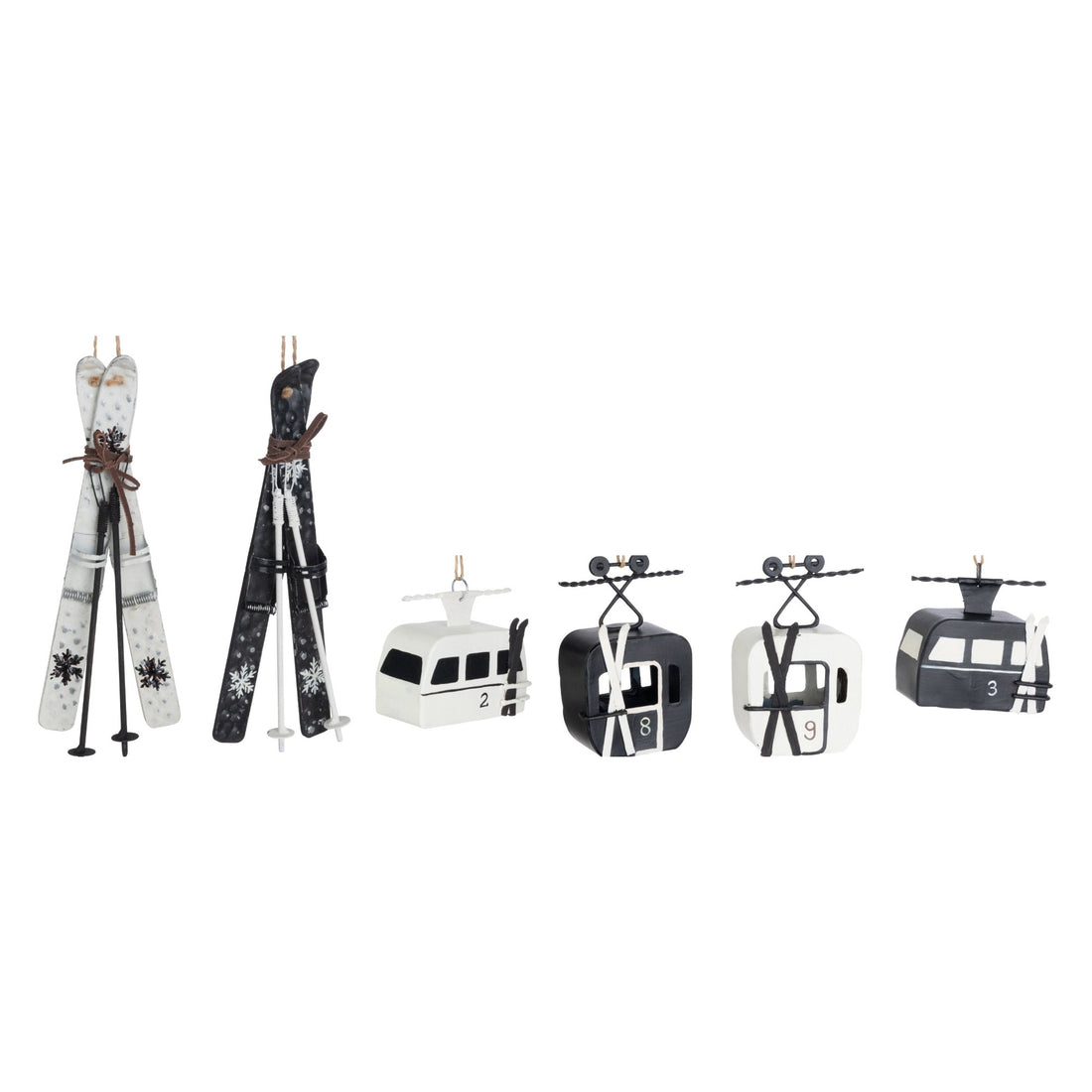 Set Van 6 Kersthangers Skicabine En Ski&