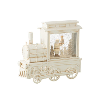 Sneeuwbol Locomotief Kunststof Wit H26cm J-Line
