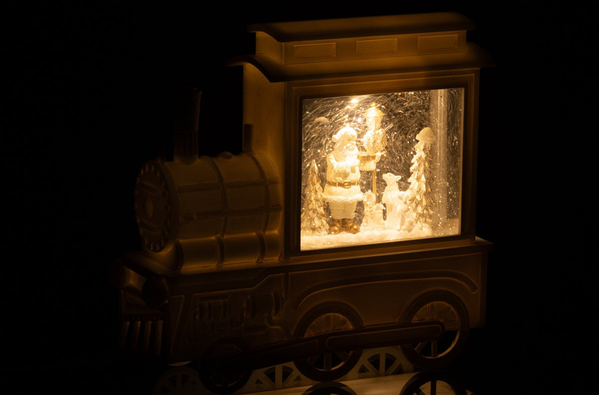 Sneeuwbol Locomotief Kunststof Wit H26cm J-Line