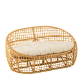 Sofa Lise + Kussen 2 Personen Rotan/Textiel Naturel/Wit J-Line - Bankstel - J-Line - livinglovely.nl