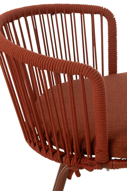 Stoel Toa Metaal/Koord Rood - Terrasstoel - J-Line - livinglovely.nl