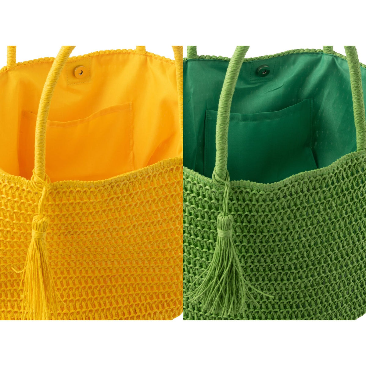 Strandtas + Tasje Groen/Geel Set van 2 J-Line