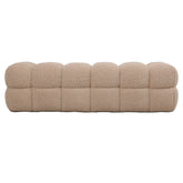 Teddy Bankje Beige 160cm van PTMD, gecapitonneerd bankje in zachte beige teddy stof