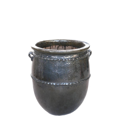 Tony Green Big Ceramic Jar Pot Round Low PTMD - Pot - PTMD - livinglovely.nl