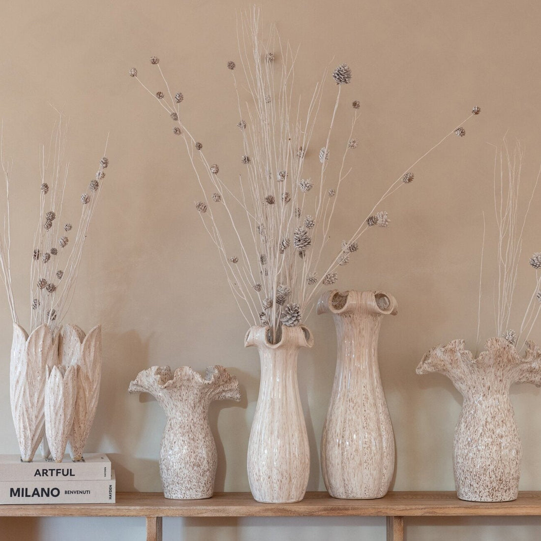 Vaas Geglazuurd Keramiek Beige Small J-Line