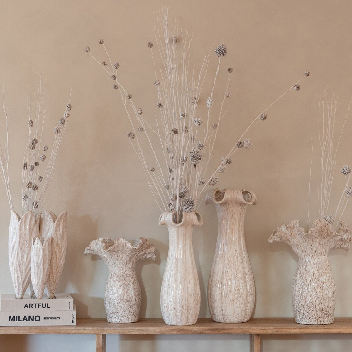 Vaas Geglazuurd Keramiek Beige Large J-Line