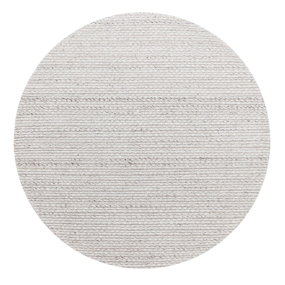 Rond vloerkleed Nirvana van MUST Living in grijze wol en polyester met een doorsnede van 150 cm