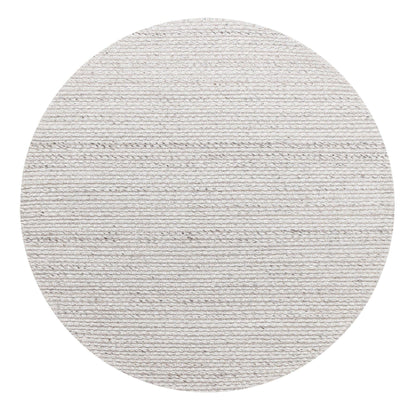 Rond vloerkleed Nirvana van MUST Living in grijze wol en polyester met een doorsnede van 200 cm