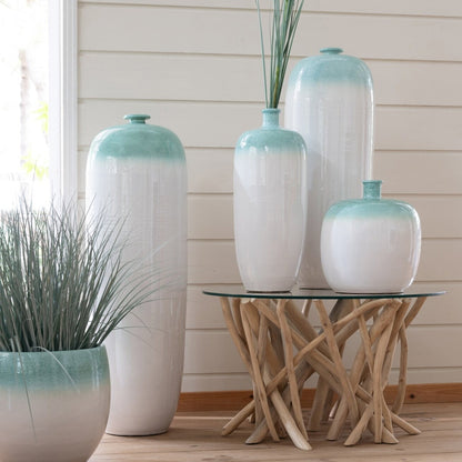 Vloervaas Keramiek Mintgroen/Wit Medium J-Line