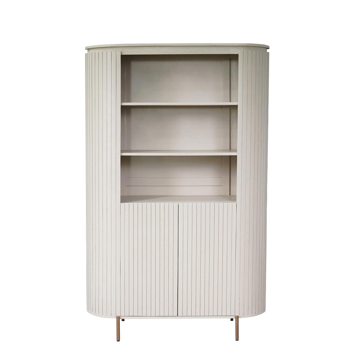 Hoge wandkast Solana van Starfurn in zandkleurig mangohout van 180 cm hoog